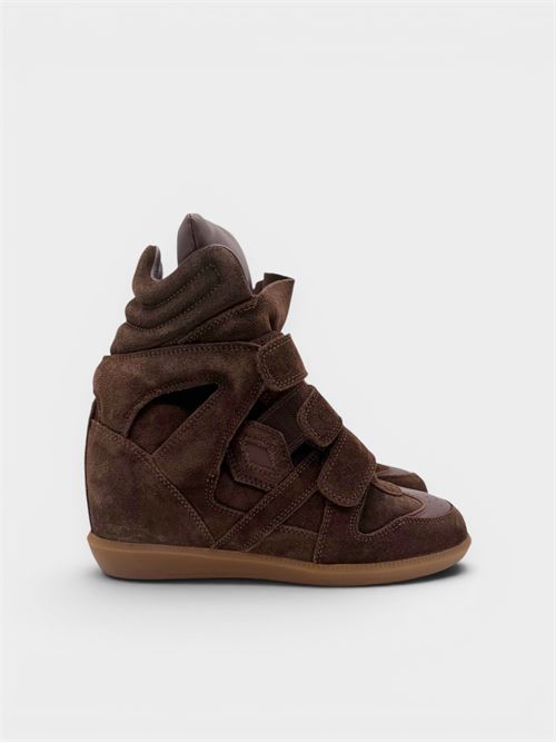 Sneakers alte in suede testa di moro con strappi IL LACCIO | MOONVELOURT.MORO